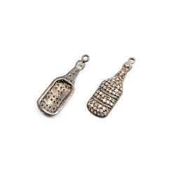 925 Sterling Silver Bottle Shape Pave Diamond Charm-  26.00x8.50mm.