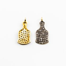 925 Sterling Silver 22.00x10.00mm Pave Diamond Pendant, (Bottle  Shape).