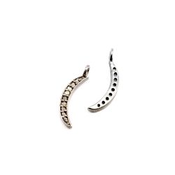925 Sterling Silver Dagger Shape 17.50x2.50mm Pave Diamond Charm.