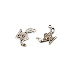 925 Sterling Silver  Pave Diamond Pendant- Lamp Shape And 18.00x12.00mm.