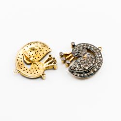 925 Sterling Silver  Pave Diamond Pendant- Peacock Shape And 21.00x22.00mm.