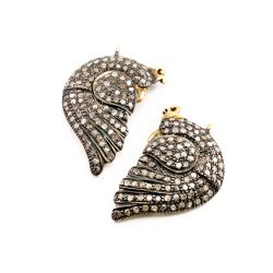 925 Sterling Silver 27.00x17.00mm Pave Diamond Pendant-  Bird Shape.