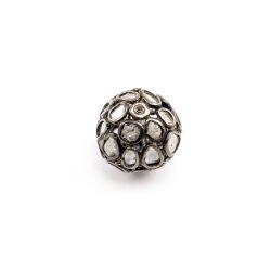 925 Sterling Silver   Polki Diamonds Bead- Roundel Shape And 13.00mm.