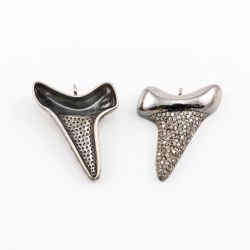 925 Sterling Silver Pave Diamonds Pendant, Dagger Shape- 37.00x31.00mm, Black/ White Rhodium Plating. Sold By 1 Pcs, F-1113