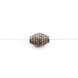 925 Sterling Silver Pave Diamonds Bead, Oval Shape- 18.00x14.00mm, Black Rhodium Plating. Sold By 1 Pcs, F-1154
