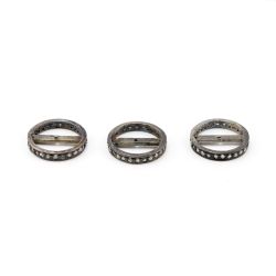925 Sterling Silver Pave Diamonds Bead, Wheel Shape- 15.50x2.50mm, Black Rhodium Plating. Sold By 1 Pcs, F-1159