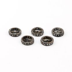 925 Sterling Silver Pave Diamonds Bead, Wheel Shape- 10.00x2.00mm, Black Rhodium Plating. Sold By 1 Pcs, F-1160