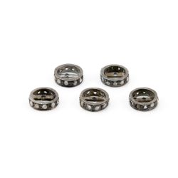 925 Sterling Silver Pave Diamonds Bead, Wheel Shape- 8.00x2.50mm, Black Rhodium Plating. Sold By 1 Pcs, F-1161