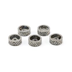 925 Sterling Silver Pave Diamonds Bead, Wheel Shape- 11.50x5.00mm, Black Rhodium Plating. Sold By 1 Pcs, F-1164