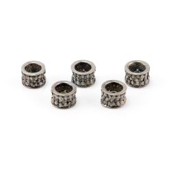 925 Sterling Silver Pave Diamonds Bead, Wheel Shape-6.50x4.50mm, Black  Rhodium Plating. Sold By 1 Pcs, F-1168
