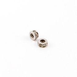 925 Sterling Silver Pave Diamonds Bead, Wheel Shape- 4.50x2.00mm, Black/White Rhodium Plating. Sold By 1 Pcs, F-1172