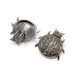 925 Sterling Silver Pave Diamonds Pendant, Insect Shape- 23.50x20.50mm, Black Rhodium Plating. Sold By 1 Pcs, F-1205