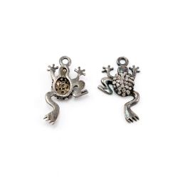 925 Sterling Silver Pave Diamonds Pendant, Frog Shape- 20.00x11.00mm, Black Rhodium Plating. Sold By 1 Pcs, F-1212