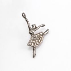 925 Sterling Silver Pave Diamonds Pendant, Ballet Dancer Shape-34.50x22.00mm, Black Rhodium Plating. Sold By 1 Pcs, F-1219