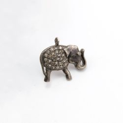 925 Sterling Silver Pave Diamonds Pendant, Elephant Shape- 19.50x17.50mm, Black Rhodium Plating. Sold By 1 Pcs, F-1232