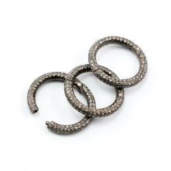  925 Sterling Silver Pave Diamond Bead, Circle Shape-20.00x3.00mm, Black Rhodium Plating. Sold By 1 Pcs, F-1334