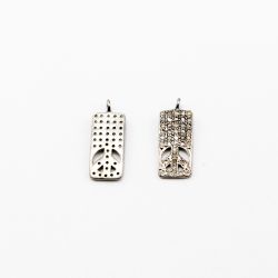 925 Sterling Silver Pave Diamond Pendant, Fancy Shape-17.50x7.00mm, Black Rhodium Plating. Sold By 1 Pcs, F-1350