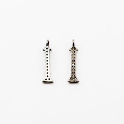 925 Sterling Silver Pave Diamond Charm, Arrow Shape-20.00x5.00x5.00mm, Black / White Rhodium Plating. Sold By 1 Pcs, F-1356