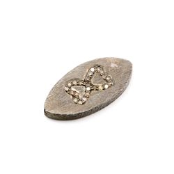 925 Sterling Silver Pave Diamond Bead, Marquise  Shape-25.00x12.00mm, Black / White Rhodium Plating. Sold By 1 Pcs, F-1359