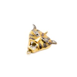 925 Sterling Silver Pave Diamond Connector, Devil Shape-19.50mm, Gold And Black Rhodium Plating. Sold By 1 Pcs, F-1365