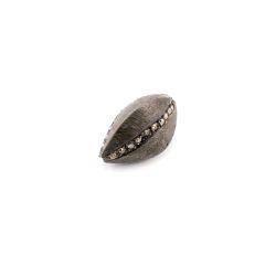   925 Sterling Silver Pave Diamond Bead, Coach  Shape-16.50x10.00mm, Black Rhodium Plating. Sold By 1 Pcs, F-1381
