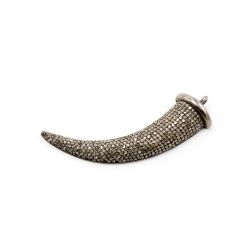  925 Sterling Silver Pave Diamond Pendant, Dagger  Shape-57.00x16.00mm, Black & White Rhodium Plating. Sold By 1 Pcs, F-1392