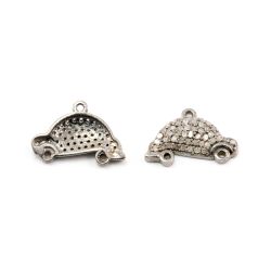  925 Sterling Silver Pave Diamond Pendant, Car Shape-17.00x12.50mm, Black & White Rhodium Plating. Sold By 1 Pcs, F-1400