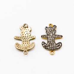  925 Sterling Silver Pave Diamond Pendant, Cat Shape-22.50x14.00mm, Gold &Black Rhodium Plating. Sold By 1 Pcs, F-1401