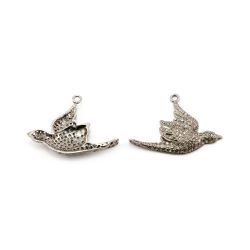  925 Sterling Silver Pave Diamond Pendant, Bird Shape-30.00x23.00mm, Black Rhodium Plating. Sold By 1 Pcs, F-1402
