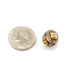 925 Sterling Silver Pave Diamond Beads with Polki Diamond, Oval Shape,15.00X12.00X11.00 mm, Gold & Black /White Rhodium Plating. Sold By 1 Pcs, F-1429