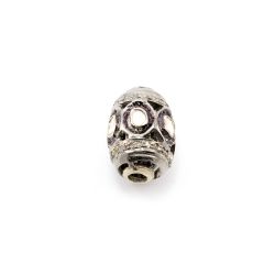 925 Sterling Silver Pave Diamond Beads with Polki Diamond, Oval Shape-15.50x11.00mm, Black/White Rhodium Plating. Sold By 1 Pcs, F-1520