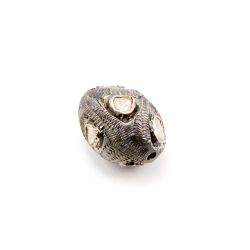 925 Sterling Silver Pave Diamond Beads In 15.50X12 MM Size , F-1523