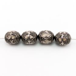 925 Sterling Silver Pave Diamond Beads In 18.00X14.50 MM Size , F-1530