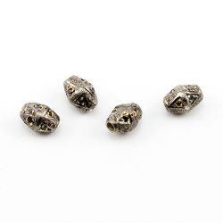925 Sterling Silver Pave Diamond Beads In 11X8MM Size , F-1592