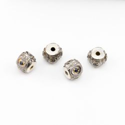 925 Sterling Silver Pave Diamond Beads In 9.50X11MM Size ,  F-1607