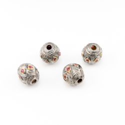 925 Sterling Silver Pave Diamond Beads In oval Shape With 13X11MM Size ,  F-1609