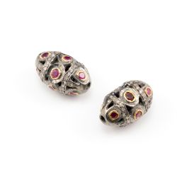 925 Sterling Silver Pave Diamond Beads 19X11.50MM Size ,  F-1621