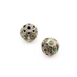 925 Sterling Silver Pave Diamond Beads In 13.50X13.50 MM Size - F-1667