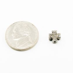 925 Sterling Silver Pave Diamond Bead, Plus Sign Shape-8.00x4.00mm, Black Rhodium Plating. Sold By 1 Pcs, F-2156