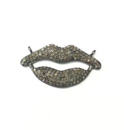 925 Sterling Silver Pave Diamond Pendant, Lips Shape-29.00x16.00mm, Black Rhodium Plating. Sold By 1 Pcs, F-2350