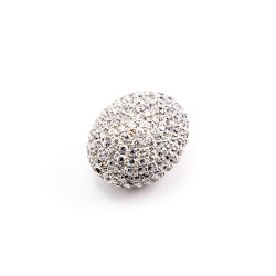 925 Sterling Silver Pave Diamond Bead With Cubic Zirconia Stone In Oval Shape.