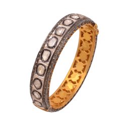 925 Sterling Silver Diamond Bangle With Rose Cut Diamond -  J-1119 