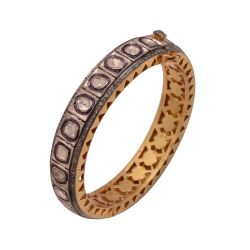 925 Sterling Silver Diamond Bangle - Victorian Jewelry , J-1123