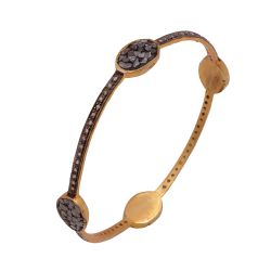  925 Sterling Silver Diamond Bangle With Rose Cut Diamond, And Multi  Stone -  J-1129 