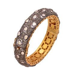 925 Sterling Silver Diamond Bangle With Black Rhodium Plating - J-1143