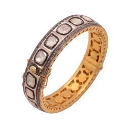  925 Sterling Silver Diamond Bangle in Rose Cut Diamond -   J-1144
