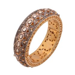 925 Sterling Silver Diamond Bangle With Polki Diamond -  J-1150
