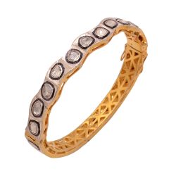 925 Sterling Silver Diamond Bangle in Black Rhodium Plating , J-1157