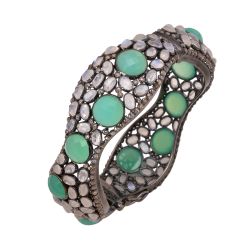 925 Sterling Silver Diamond Bangle With Black Rhodium Plating, J-1186