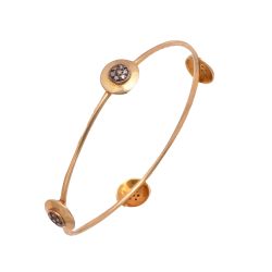 925 Sterling Silver Diamond Bangle With Gold Plating - J-1203 